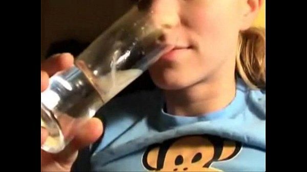 Amateur drinks glass cum