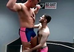 Tiny asian wrestles giant