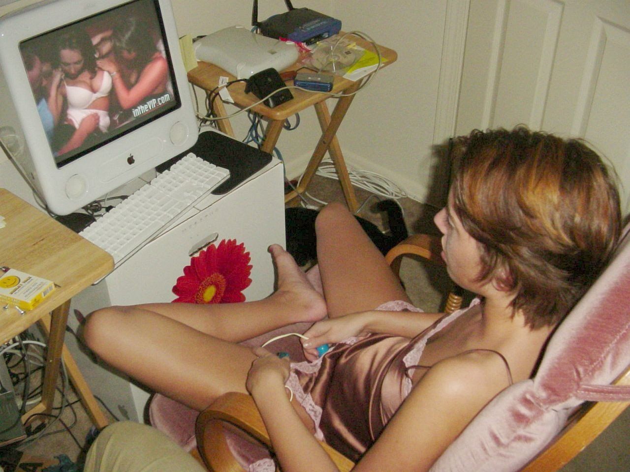Girls masturbate and watch porn