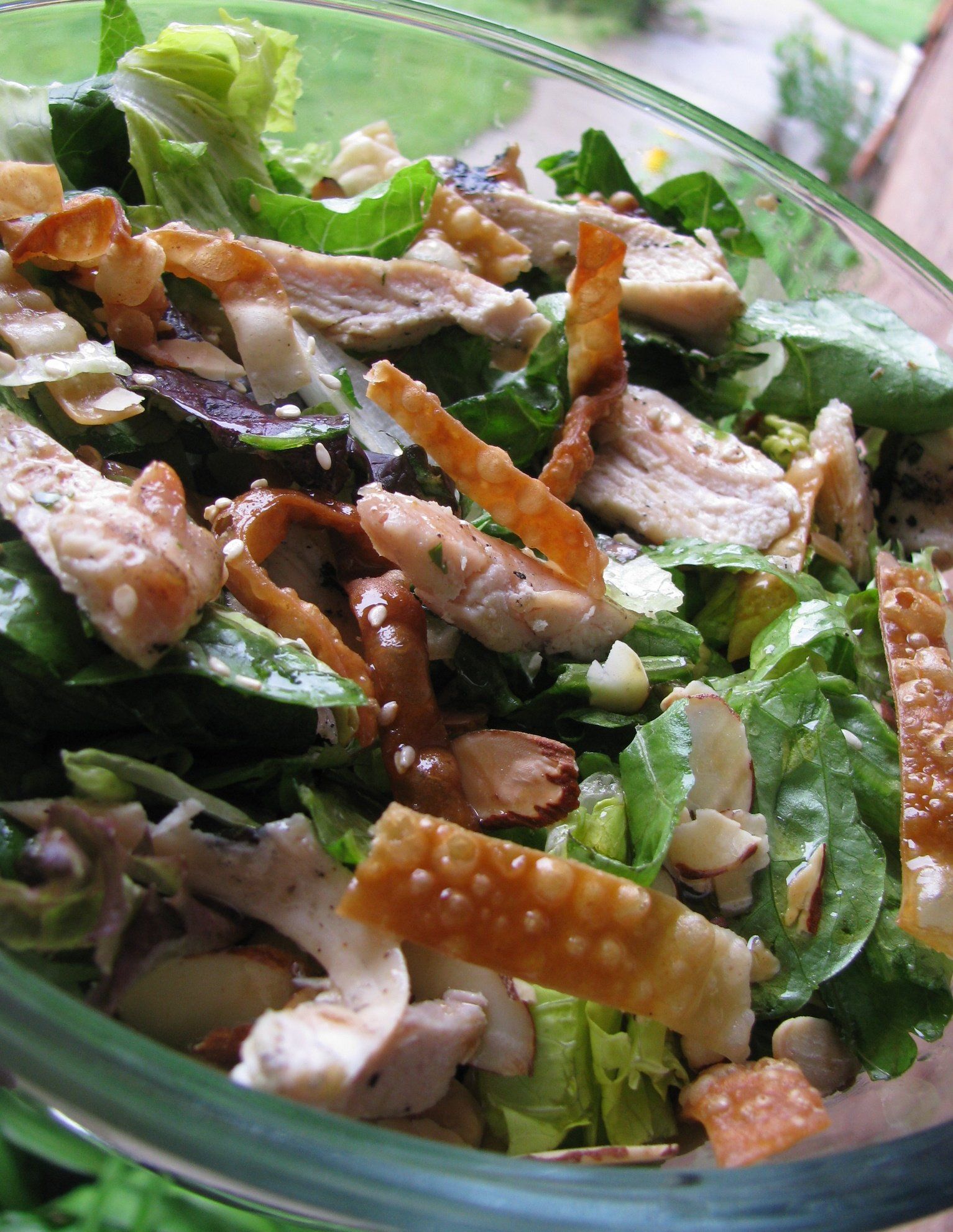Asian chicken salad with cooked dressing