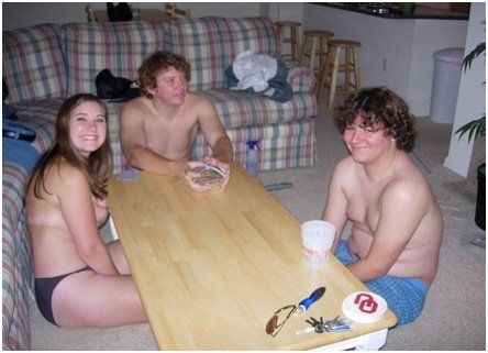 Wife and friends play strip poker