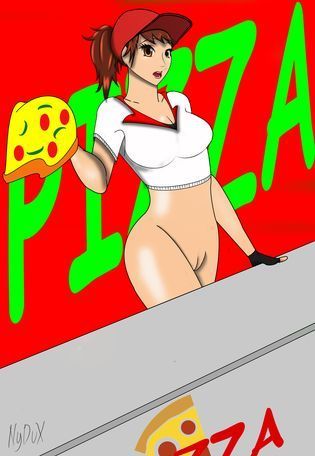 Cartoon pizza girl