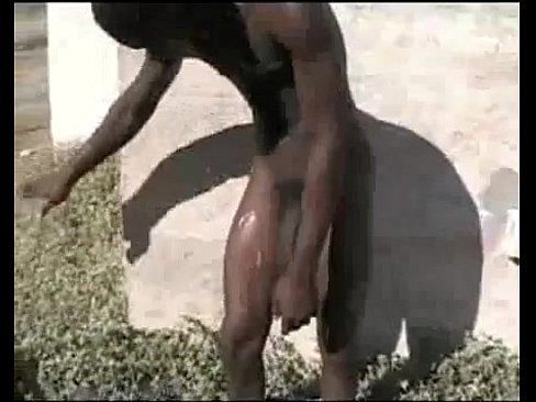 Africa black masturbate penis on beach