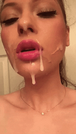 Messy cumshot in mouth
