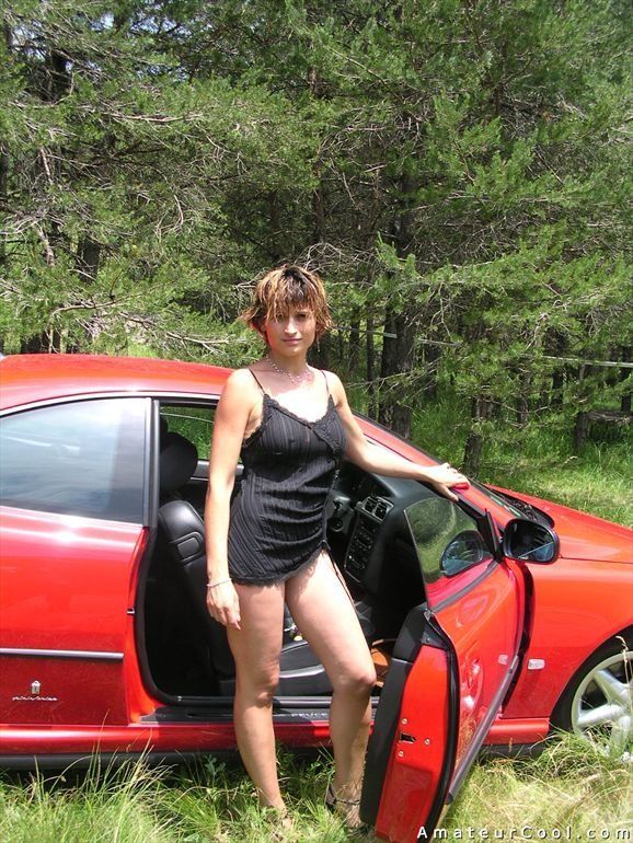 My wife naked in her cars