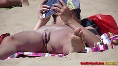 Yang shaved masturbate dick on beach